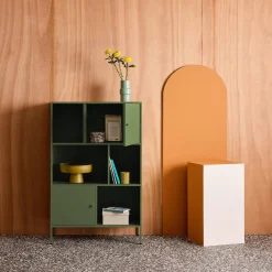 Aparador, mueble de almacenamiento industrial de metal con 6 compartimentos