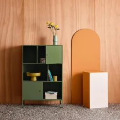 Aparador, mueble de almacenamiento industrial de metal con 6 compartimentos