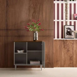 Aparador, mueble de almacenamiento de metal y decoración de madera 1 puerta, 80cm
