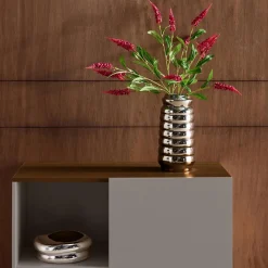 Aparador, mueble de almacenamiento de metal y decoración de madera 1 puerta, 80cm