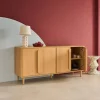 Aparador vintage con efecto madera y 4 puertas, 160cm