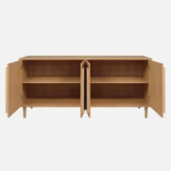 Aparador vintage con efecto madera y 4 puertas, 160cm