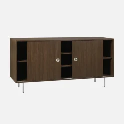 Aparador vintage de madera y acero inoxidable con 2 puertas, 150 cm