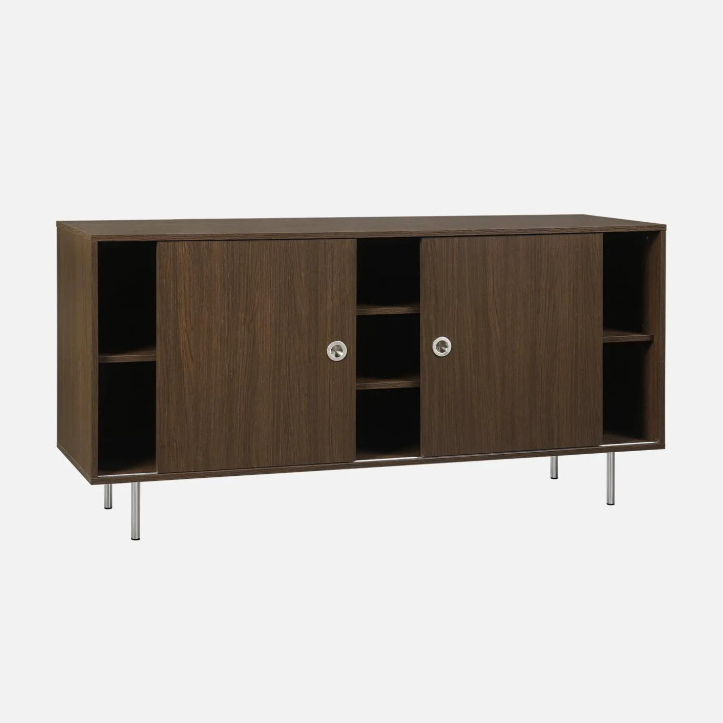 Aparador vintage de madera y acero inoxidable con 2 puertas, 150 cm