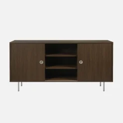 Aparador vintage de madera y acero inoxidable con 2 puertas, 150 cm