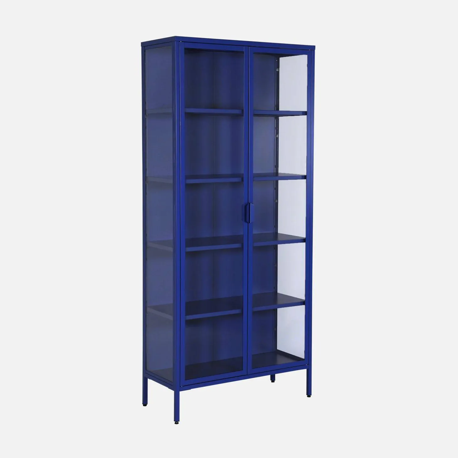 Aparador, vitrina de acero y vidrio templado con 2 puertas, 180cm