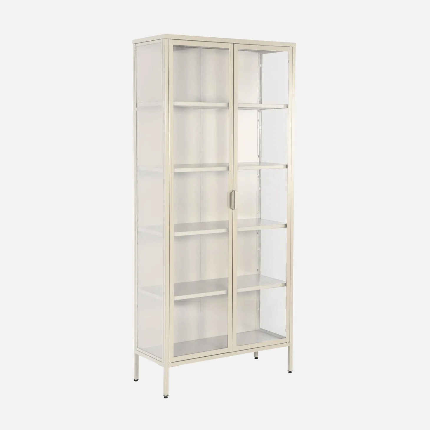 Aparador, vitrina de acero y vidrio templado con 2 puertas, 180cm