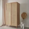 Armario de 2 puertas de caña y efecto madera