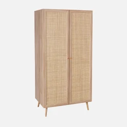 Armario de 2 puertas de caña y efecto madera