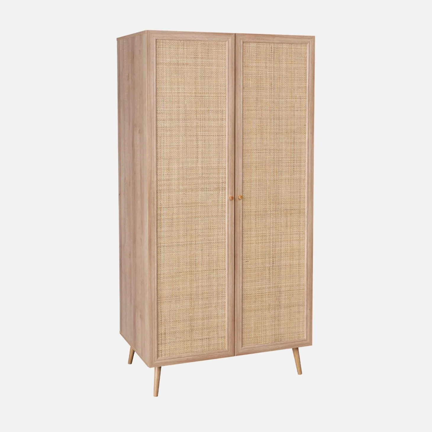 Armario de 2 puertas de caña y efecto madera
