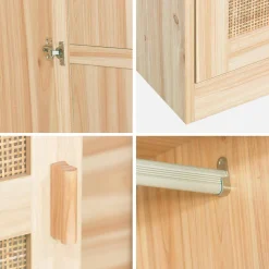 Armario de 2 puertas efecto caña y madera con espacio para colga