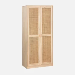Armario de 2 puertas efecto caña y madera con espacio para colga
