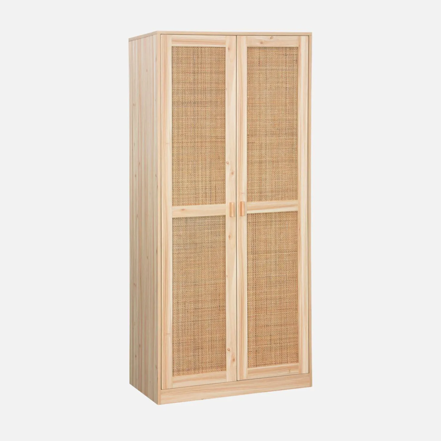 Armario de 2 puertas efecto caña y madera con espacio para colga