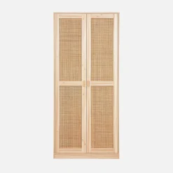 Armario de 2 puertas efecto caña y madera con espacio para colga