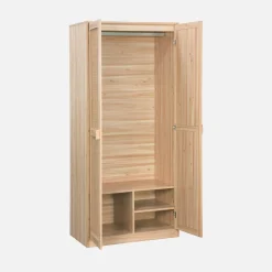 Armario de 2 puertas efecto caña y madera con espacio para colga
