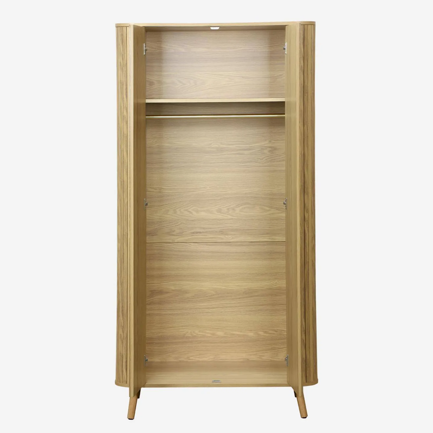 Armario efecto madera ranurada con estante y armario ropero