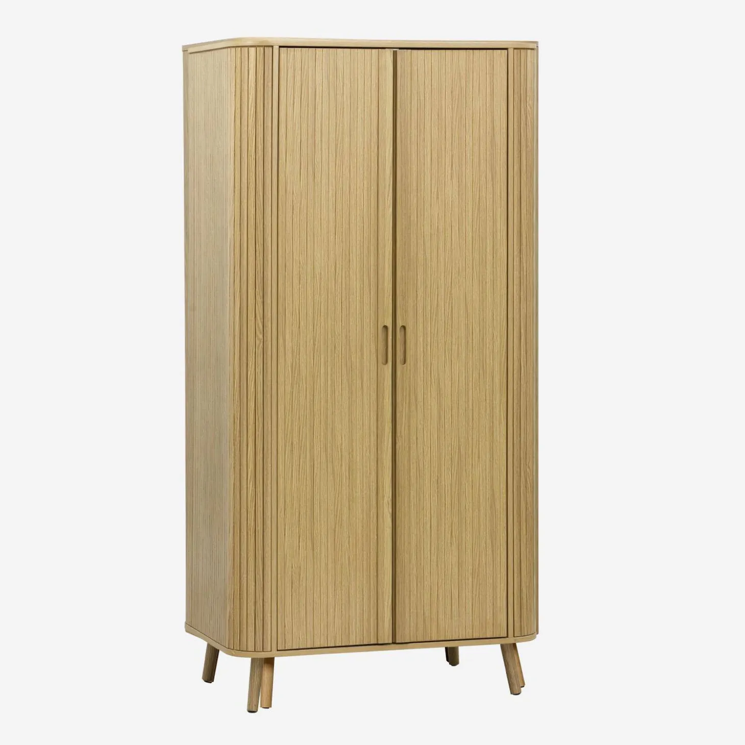 Armario efecto madera ranurada con estante y armario ropero