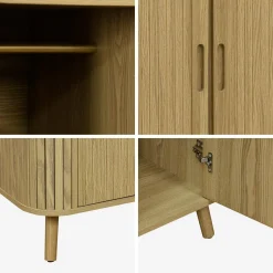 Armario efecto madera ranurada con estante y armario ropero