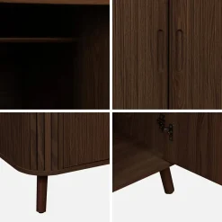 Armario efecto madera ranurada con estante y armario ropero