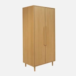 Armario vestidor con efecto madera, 2 puertas y barra para colgar