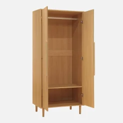 Armario vestidor con efecto madera, 2 puertas y barra para colgar
