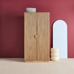 Armario vestidor efecto madera de mango ranurado, 2 puertas