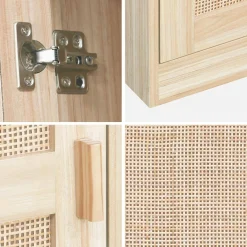 Armario vestidor efecto madera y caña con 1 puerta y 5 estantes