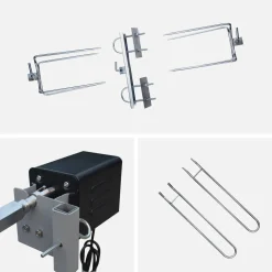 Asador de carbón motorizado inclinable de acero inoxidable con espetón y funda