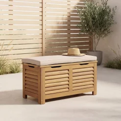 Baúl de jardín en madera de acacia, 63L