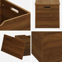 Banco arcón, final de cama con efecto de madera de nogal