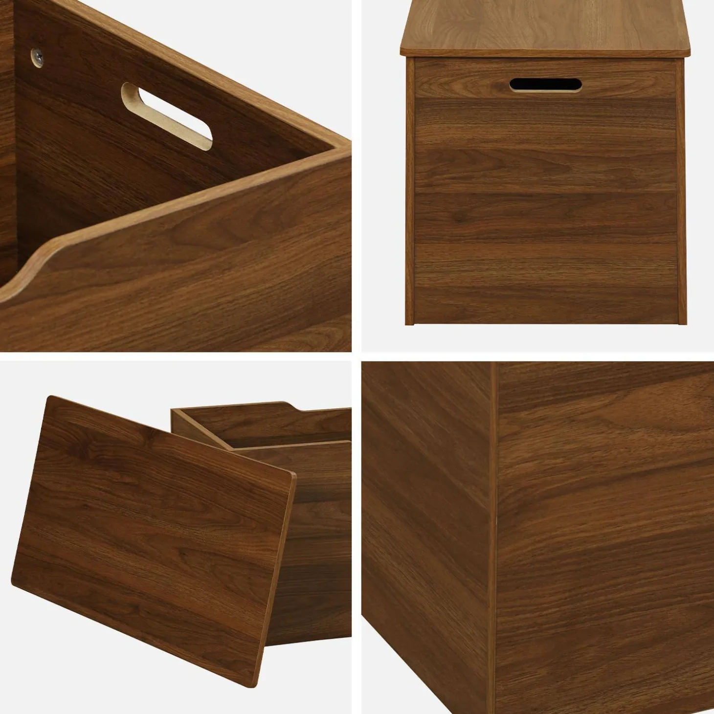Banco arcón, final de cama con efecto de madera de nogal