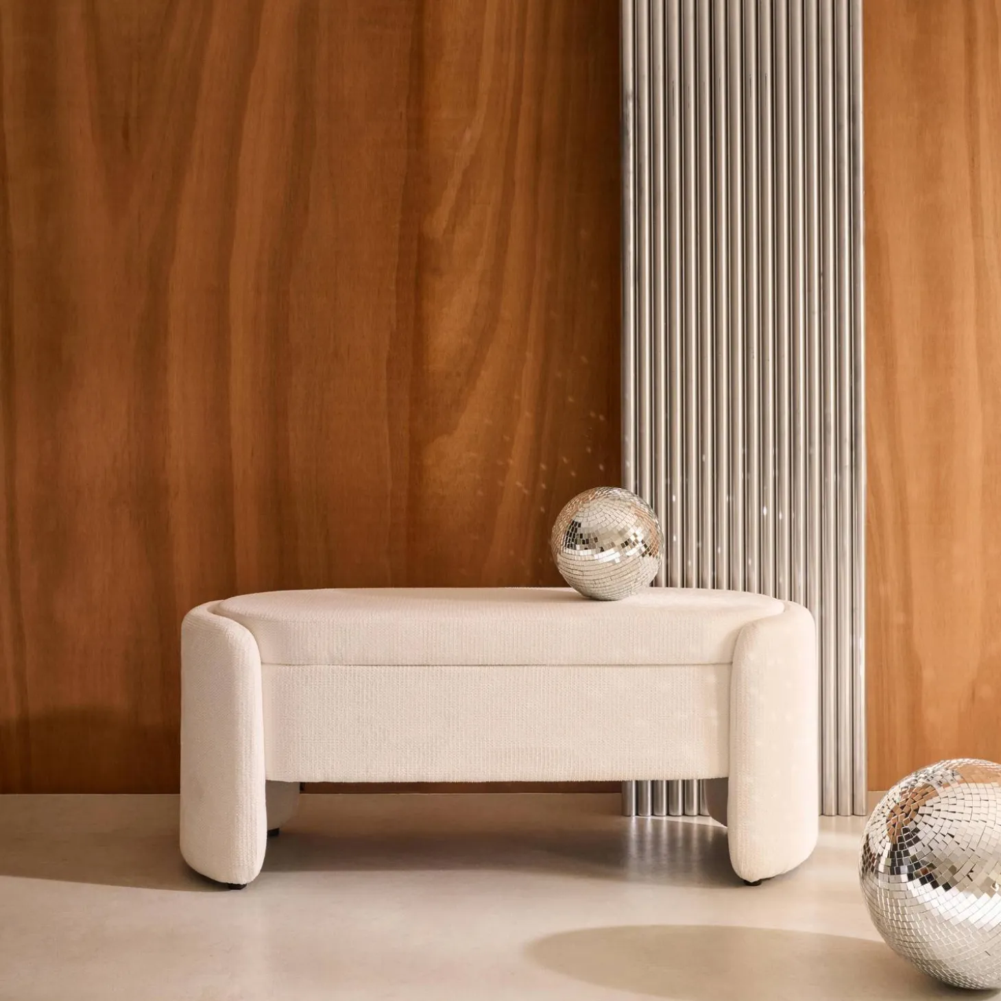 Banco baúl, pie de cama contemporáneo de tela simple