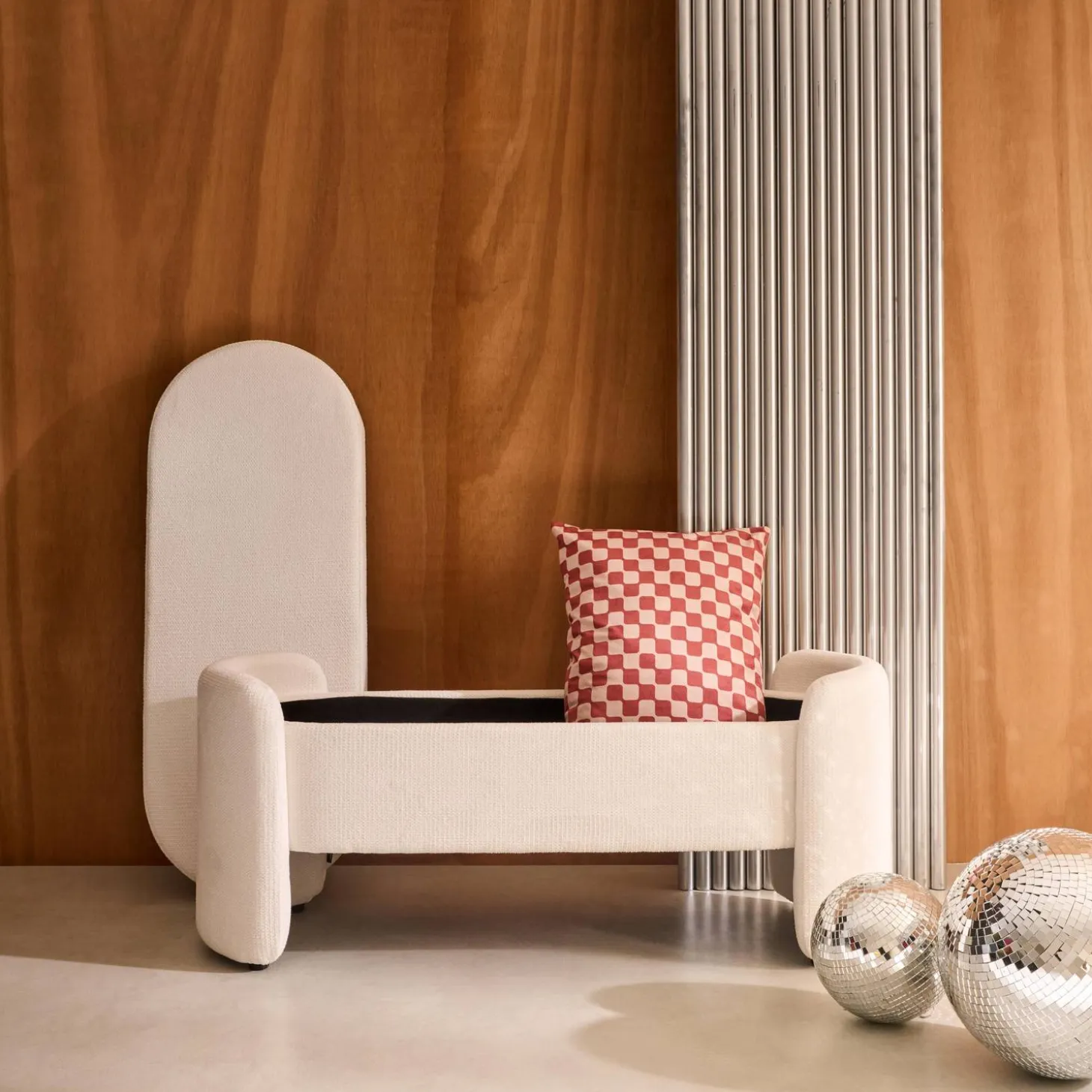 Banco baúl, pie de cama contemporáneo de tela simple
