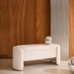 Banco baúl, pie de cama contemporáneo de tela simple