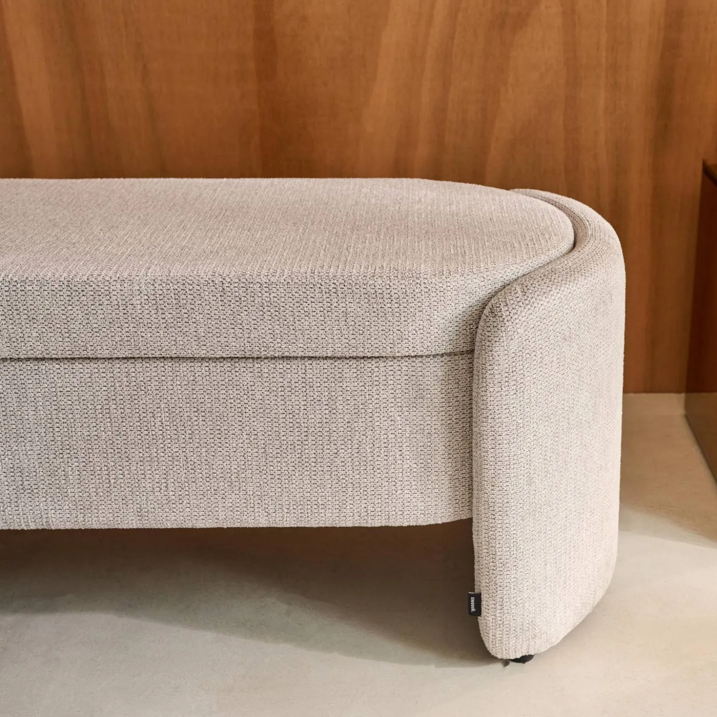 Banco baúl, pie de cama contemporáneo de tela simple