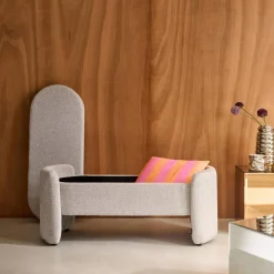 Banco baúl, pie de cama contemporáneo de tela simple