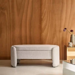 Banco baúl, pie de cama contemporáneo de tela simple