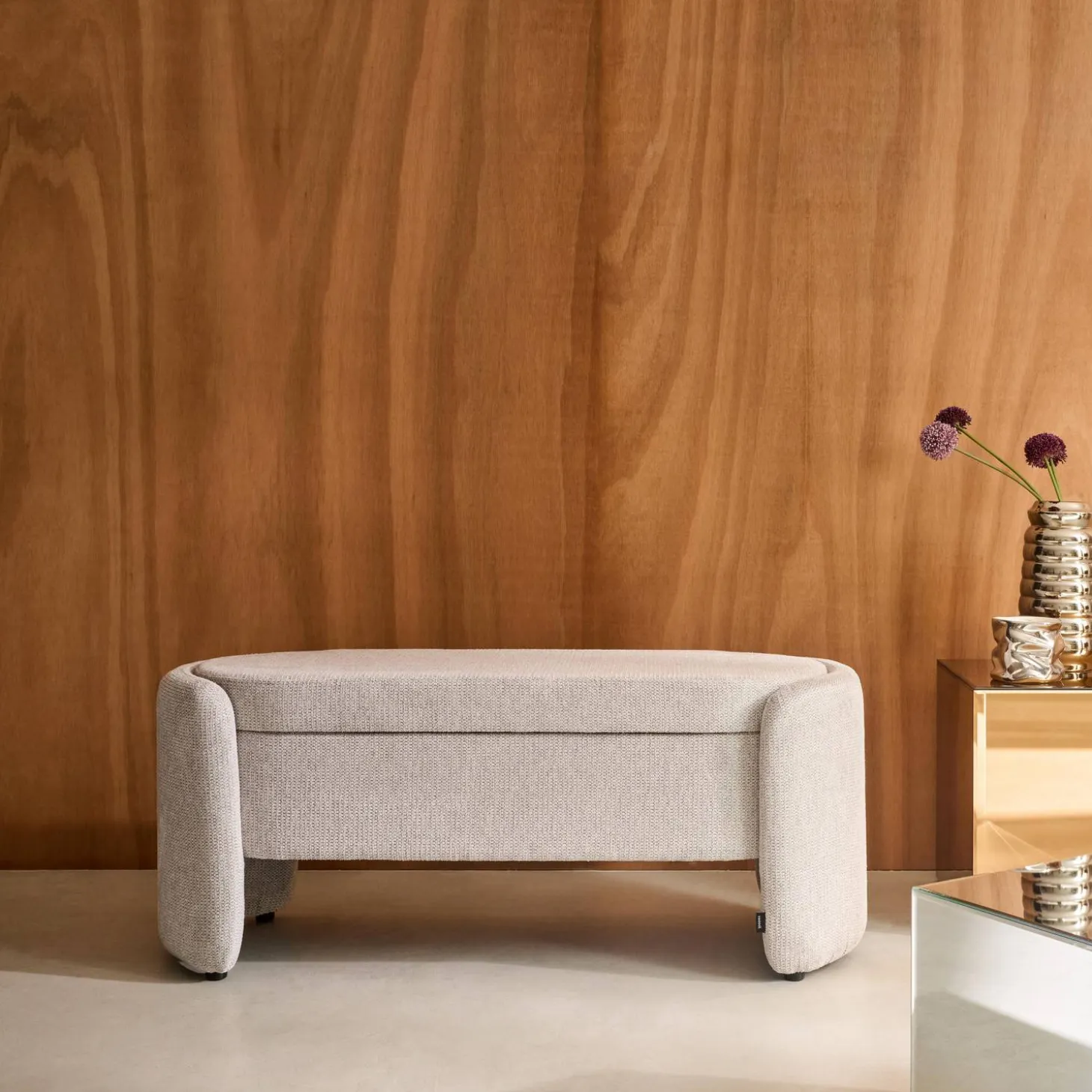 Banco baúl, pie de cama contemporáneo de tela simple