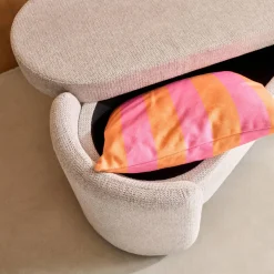 Banco baúl, pie de cama contemporáneo de tela simple