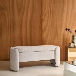 Banco baúl, pie de cama contemporáneo de tela simple