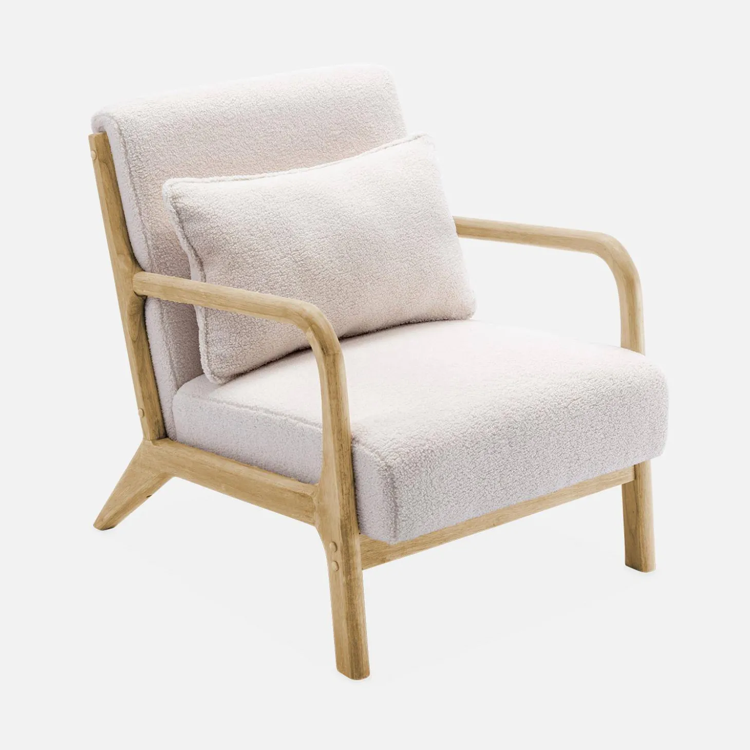 Banco de 2 plazas + sillón de madera con borreguito