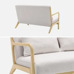 Banco de 2 plazas + sillón de madera con borreguito