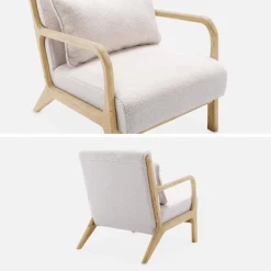 Banco de 2 plazas + sillón de madera con borreguito