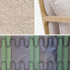 Banco de 2 plazas + sillón de madera con borreguito