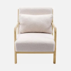 Banco de 2 plazas + sillón de madera con borreguito