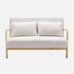 Banco de 2 plazas + sillón de madera con borreguito