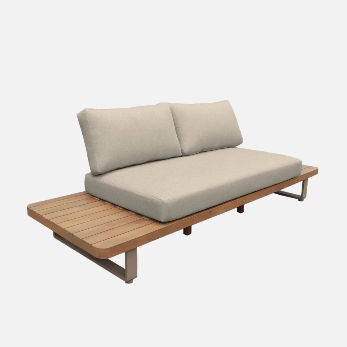 Banco de jardín de madera de acacia y aluminio para 2 plazas