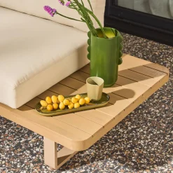 Banco de jardín de madera de acacia y aluminio para 2 plazas