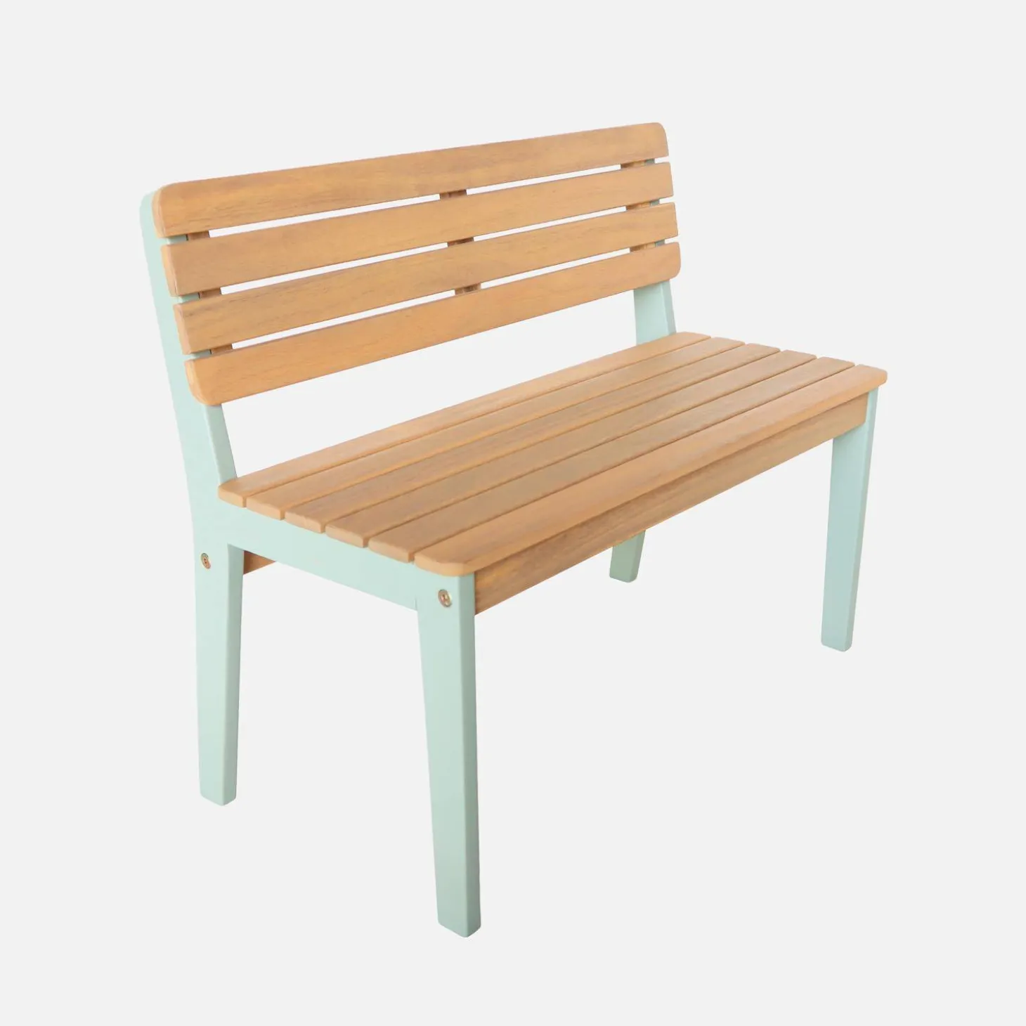 Banco de jardín infantil de madera de acacia, 2 plazas