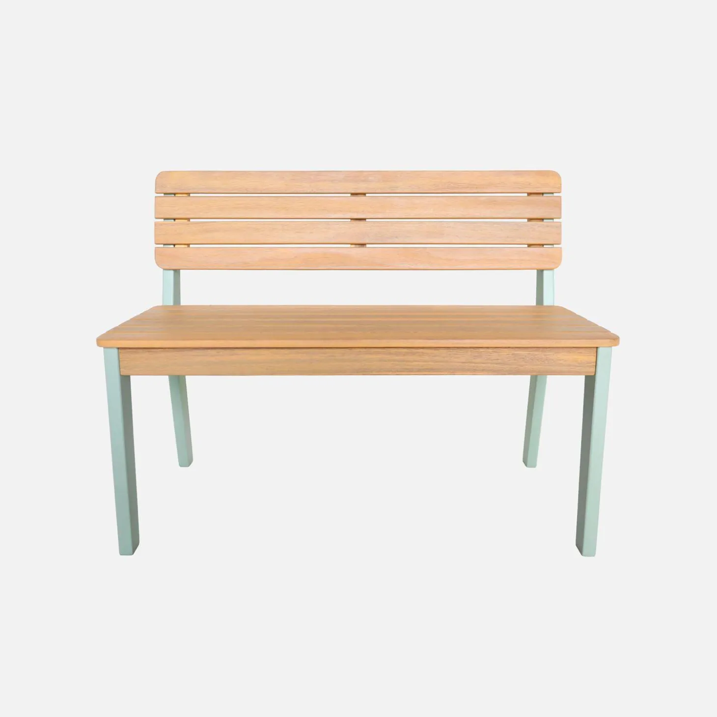 Banco de jardín infantil de madera de acacia, 2 plazas